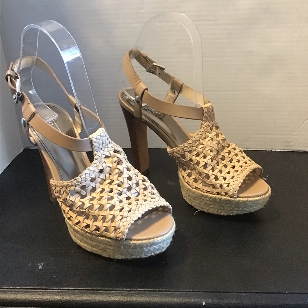 Coach Zany Woven Platform Sandal Shoes - Picture 3 of 13